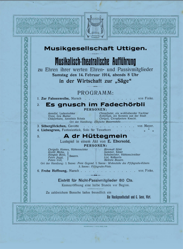 1914.02.14 Programm Musikalisch theatralische Auffuehrung