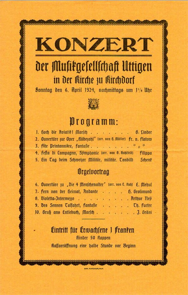 1924.04.03 Programm Kirchenkonzert Kirchdorf