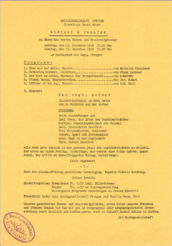 1959.12.12 Flyer Konzert und Theater