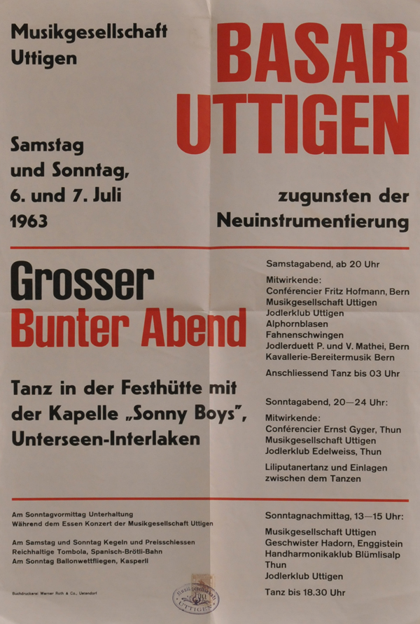 1963.07.06 Plakat   Basar Uttigen