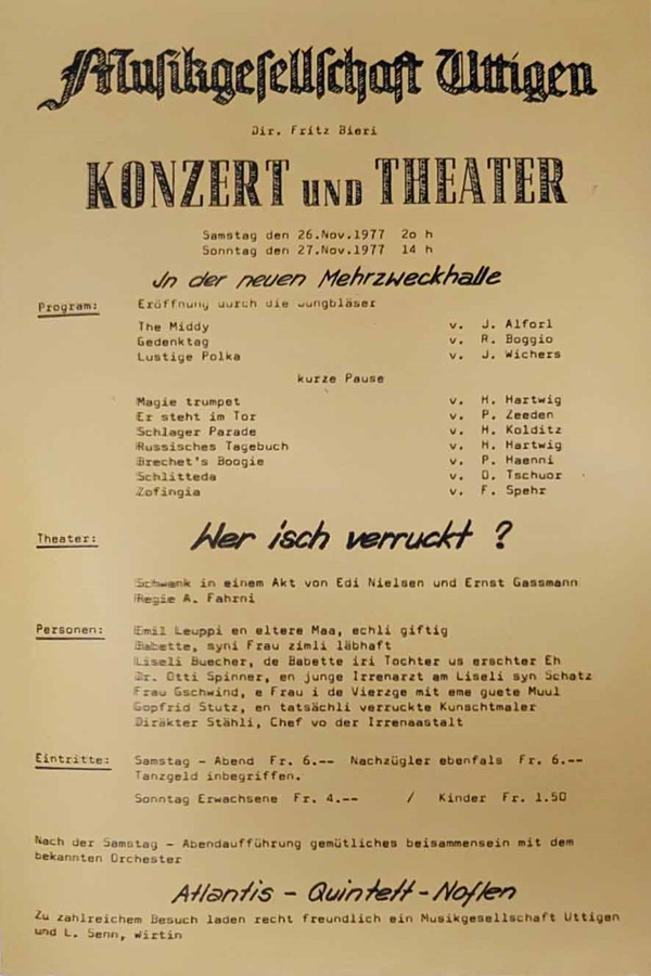 1977.11.26 Flyer Konzert und Theater