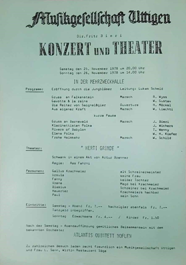 1978.11.25 Flyer Konzert und Theater