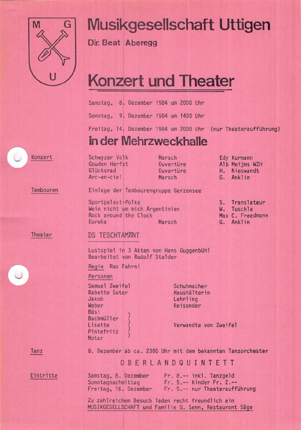 1984.12.08 Programm Konzert und Theater