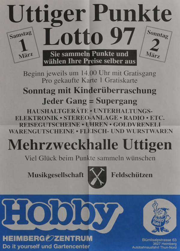 1997.03.01 Plakat   Uttiger Punkte Lotto