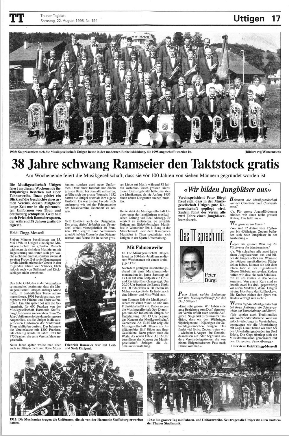 Thuner Tagblatt, Band 122, Nummer 194, 22. August 1998