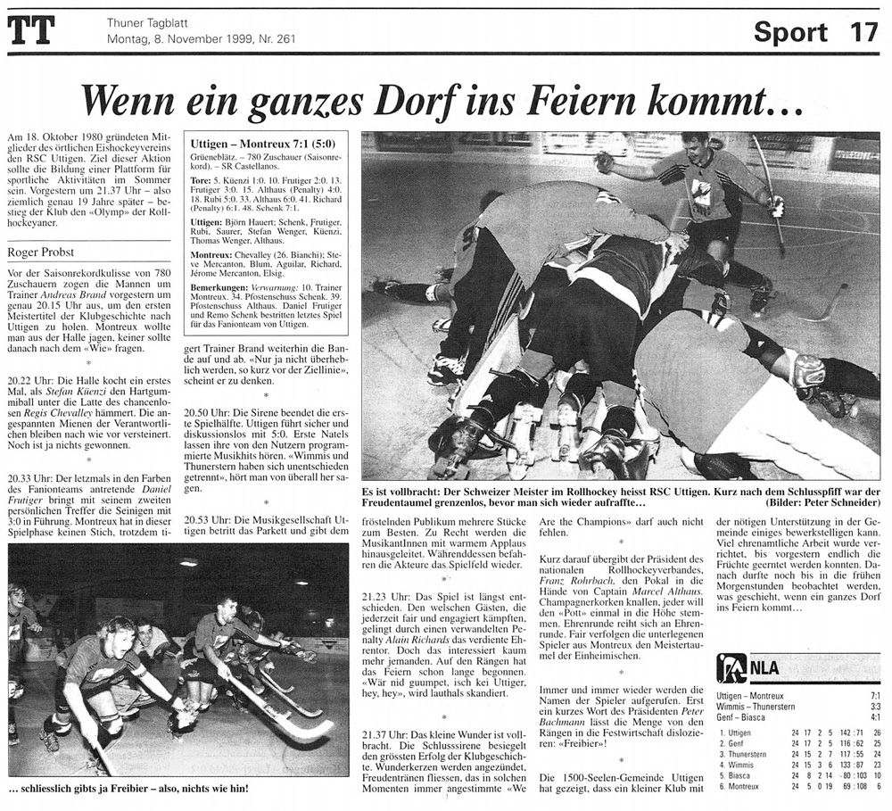 Thuner Tagblatt, Band 123, Nummer 261, 8. November 1999