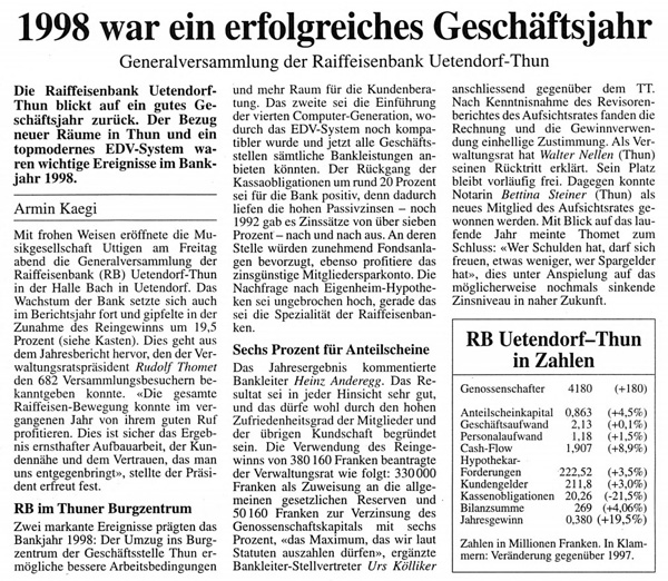 Thuner Tagblatt, Band 123, Nummer 96, 27. April 1999