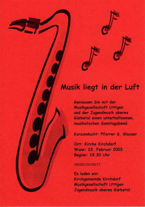 2003.02.23 Flyer Musik liegt in der Luft