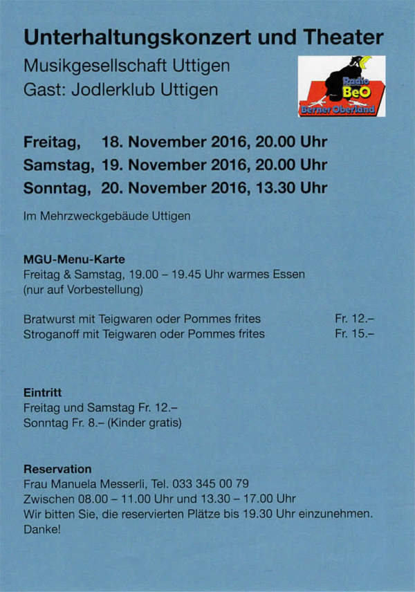 2016.11.18 Flyer Unterhaltungskonzert und Theater